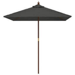 Berkfield Garden Parasol With Wooden Pole Anthracite 198X198X231 Cm - thumbnail 3