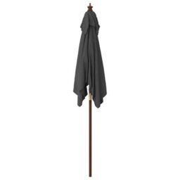 Berkfield Garden Parasol With Wooden Pole Anthracite 198X198X231 Cm - thumbnail 4