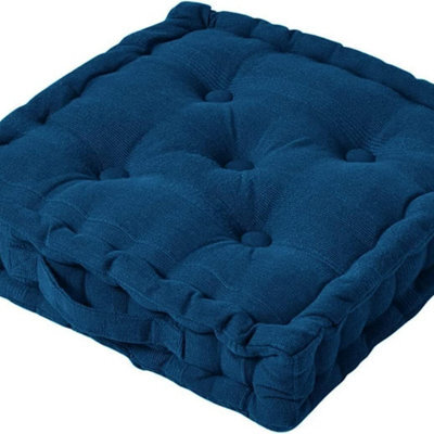Homes & Linen Booster Seat Cushion Pad 100% Cotton Filling Thick Cushion Seat Pads Adults Chair Armchair Garden Black 45Cm X 45Cm + 10Cm Thickne