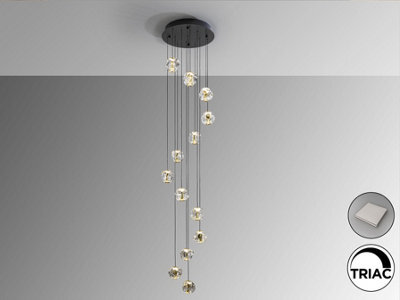 Luminosa Lighting Luminosa Zaria 13 Light Cluster Pendant Ceiling Light Black, Gold, Clear Led 3000K Dimmable - Uk Stock - image 1