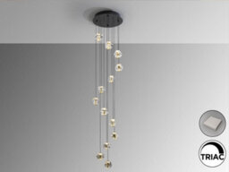 Luminosa Lighting Luminosa Zaria 13 Light Cluster Pendant Ceiling Light Black, Gold, Clear Led 3000K Dimmable - Uk Stock - thumbnail 1
