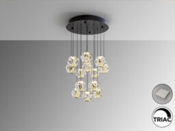 Luminosa Lighting Luminosa Zaria 13 Light Cluster Pendant Ceiling Light Black, Gold, Clear Led 3000K Dimmable - Uk Stock - thumbnail 2