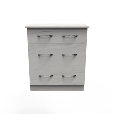 Hampshire 3 Drawer Deep Chest Of Drawers In Marble (Ready Assembled) - image 1