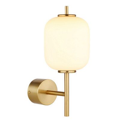 Luminosa Lighting Luminosa Ewald Wall Lamp Brass-Coloured Opal Glass Shade Led 3000K - image 1