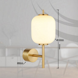 Luminosa Lighting Luminosa Ewald Wall Lamp Brass-Coloured Opal Glass Shade Led 3000K - thumbnail 7