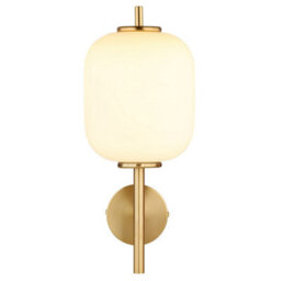 Luminosa Lighting Luminosa Ewald Wall Lamp Brass-Coloured Opal Glass Shade Led 3000K - thumbnail 3