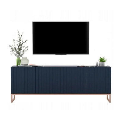 Heze Furniture Elpis Glamour Tv Cabinet Media Unit With Storage - Navy / Copper Frame - image 1