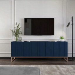 Heze Furniture Elpis Glamour Tv Cabinet Media Unit With Storage - Navy / Copper Frame - thumbnail 2