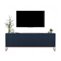 Heze Furniture Elpis Glamour Tv Cabinet Media Unit With Storage - Navy / Copper Frame