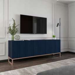 Heze Furniture Elpis Glamour Tv Cabinet Media Unit With Storage - Navy / Copper Frame - thumbnail 4