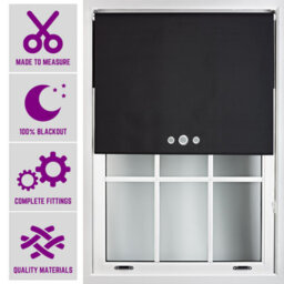 Furnished Triple Eyelets Blackout Window Blinds Free Cut Service - Black (W)120Cm X (L)210Cm - thumbnail 1