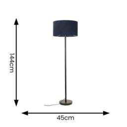 Valuelights Charles Black Floor Lamp With Navy Drum Shade - thumbnail 7