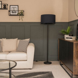 Valuelights Charles Black Floor Lamp With Navy Drum Shade - thumbnail 5