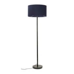 Valuelights Charles Black Floor Lamp With Navy Drum Shade - thumbnail 1