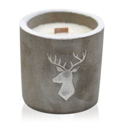 Serenityy Medium Concrete Wooden Wick Candle - Stag Head - Whiskey & Woodsmoke - 450G