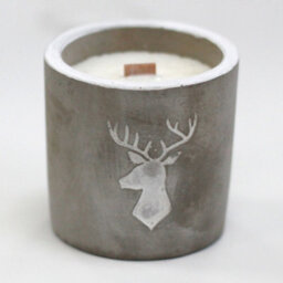 Serenityy Medium Concrete Wooden Wick Candle - Stag Head - Whiskey & Woodsmoke - 450G - thumbnail 2