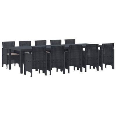 Berkfield Modern Garden Dining Set With Cushion 11 Pcs Anthracite Poly Rattan