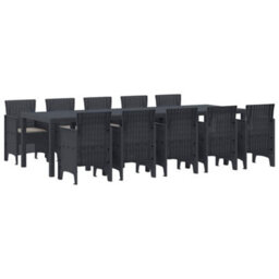 Berkfield Modern Garden Dining Set With Cushion 11 Pcs Anthracite Poly Rattan