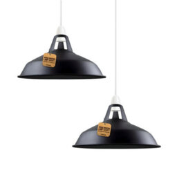 Ledsone Vintagependant Lights Metal Lamp Shades In A Retro Style Antique Shades For Ceiling Lights Lampshades Black, 2Pack - thumbnail 1
