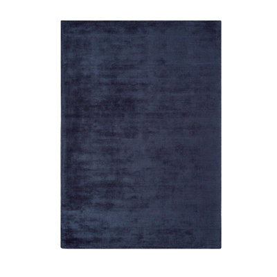 Handmade Rug, Anti-Shed Plain Cotton Rug For Bedroom, Easy To Clean Rug For Dining Room, Navy Plain Rug-100Cm X 150Cm - image 1