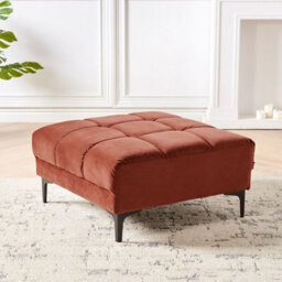 Wyld And Coco Red Velvet Tufted Ottoman - Rectangular Footstool 80 X 88 X 41 Cm - thumbnail 2