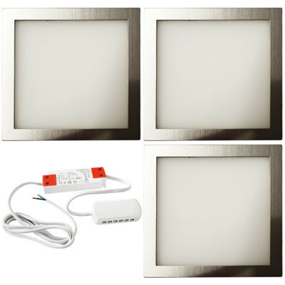 3X Brushed Nickel Ultra-Slim Square Under Cabinet Kitchen Light Kit With Natural White Led - image 1