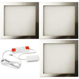 3X Brushed Nickel Ultra-Slim Square Under Cabinet Kitchen Light Kit With Natural White Led - thumbnail 1
