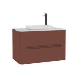 Royal Bathrooms Venice 800mm Terracotta Clay Wall Mounted Bathroom Countertop Vanity Unit 2 Drawer With Qubix Basin - thumbnail 7