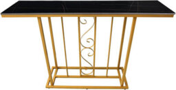 Xample Large Marble Effect Sintered Stone With Metal Frame Free Standing Console Table Hallway Entrance Furniture 120 Cm (Black/gold) - thumbnail 3