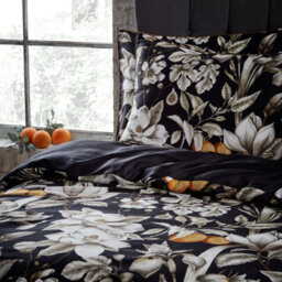 Ew By Edinburgh Weavers Lavish Floral Cotton Sateen Duvet Cover Set, Double, Black - thumbnail 2