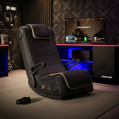 X Rocker Sentinel 4.1 Bluetooth Audio Floor Rocker Gaming Chair - Black And Gold - image 1