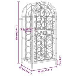 Berkfield Wine Rack For 33 Bottles Black 45X36X100 Cm Wrought Iron - thumbnail 7