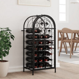 Berkfield Wine Rack For 33 Bottles Black 45X36X100 Cm Wrought Iron