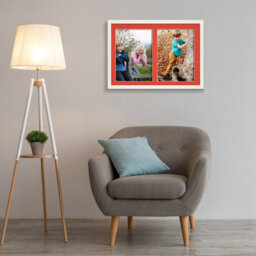 AK Frames 20X14 White Sleek Multi Photo Frame With Poppy Red Mount - Holds 2 Apertures (2X) A4 Photos - thumbnail 3