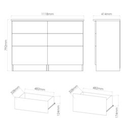 Rovigo Ready Assembled Gloss Dusk Grey 6 Drawer Chest (H)1118mm (W)792mm (D)414mm - thumbnail 7