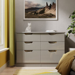 Rovigo Ready Assembled Gloss Dusk Grey 6 Drawer Chest (H)1118mm (W)792mm (D)414mm
