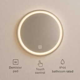 Kartell Vista 600mm Led Bathroom Mirror With Demister Pad, Touch Sensor, Ip44 Rated - thumbnail 5