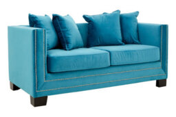 Orsina Comfortable 2 Seater Cyan Blue Velvet Sofa, Stylish Mid Century Sofa For Bedroom, Functional 2 Seater Sofa - thumbnail 2