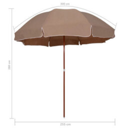 Berkfield Elegant Parasol With Steel Pole 300 Cm Taupe - thumbnail 5