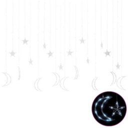 Berkfield Star And Moon Fairy Lights Remote Control 345 Led Cold White - thumbnail 2
