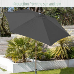 Gardenkraft 2.7M Outdoor Wooden Effect Parasol - Charcoal - thumbnail 8