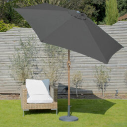 Gardenkraft 2.7M Outdoor Wooden Effect Parasol - Charcoal - thumbnail 2