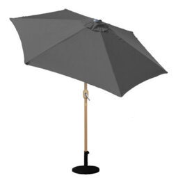 Gardenkraft 2.7M Outdoor Wooden Effect Parasol - Charcoal - thumbnail 1