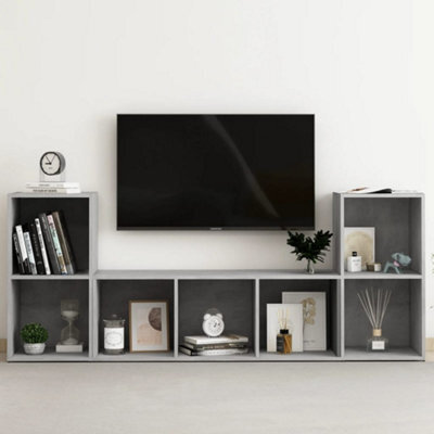 Berkfield 3 Piece Tv Cabinet Set Concrete Grey Engineered Wood - image 1