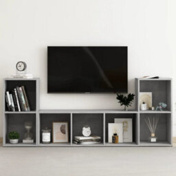 Berkfield 3 Piece Tv Cabinet Set Concrete Grey Engineered Wood - thumbnail 1