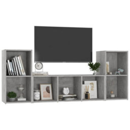 Berkfield 3 Piece Tv Cabinet Set Concrete Grey Engineered Wood - thumbnail 3