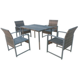 5 Pcs Rattan Dining Garden Set, 4 Seater With 120X84X72 Cm Table - thumbnail 2