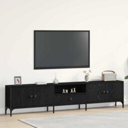 Berkfield Tv Cabinet With Drawer Black Oak 200X25X44 Cm Engineered Wood - thumbnail 1