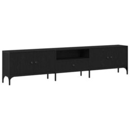 Berkfield Tv Cabinet With Drawer Black Oak 200X25X44 Cm Engineered Wood - thumbnail 2