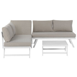 Beliani Garden Corner Sofa With Table 5 Seater Coccorino Metal Taupe - thumbnail 1